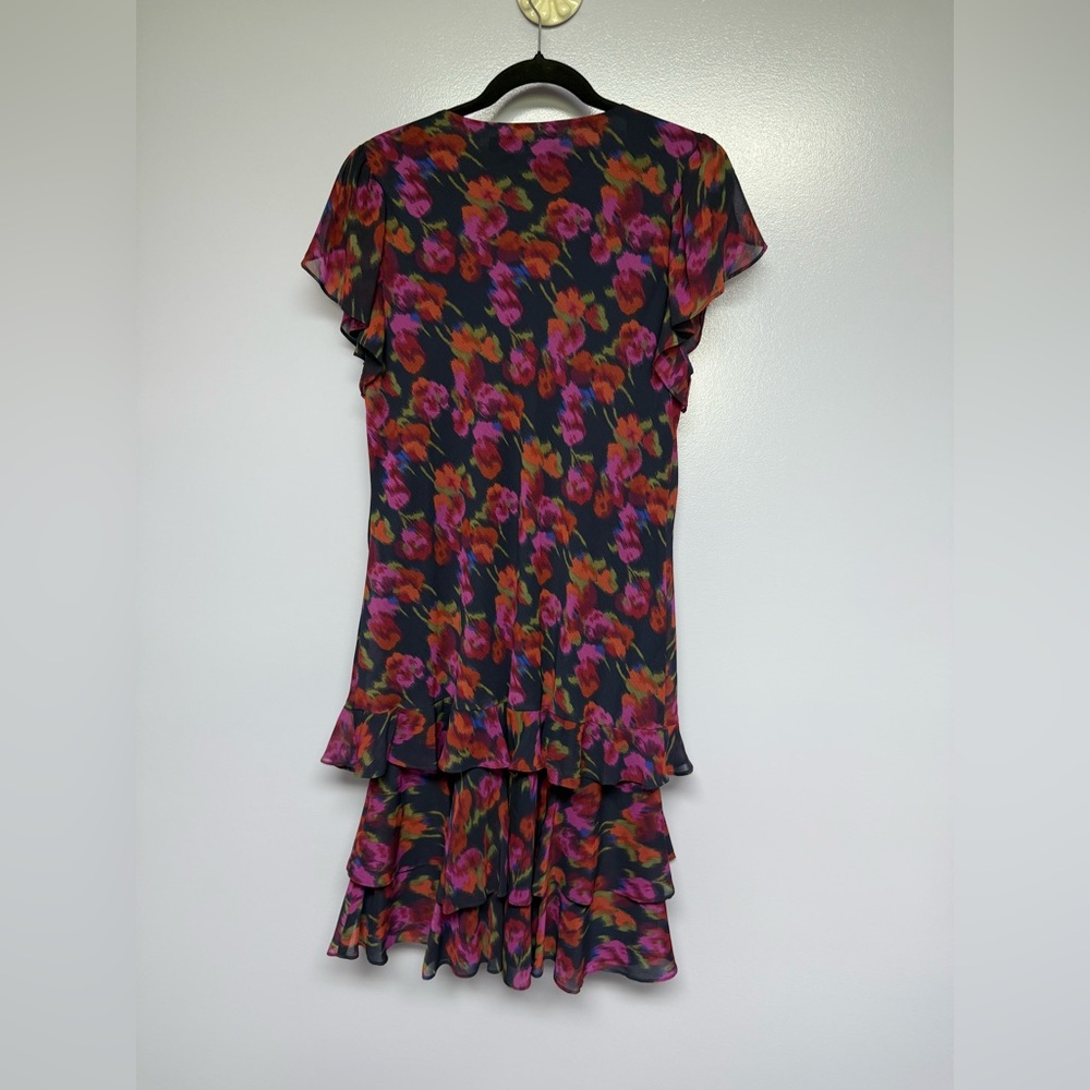 Ralph Lauren Multicolor Floral drop waist Midi Dress with ruffles size 12 - Picture 3 of 14